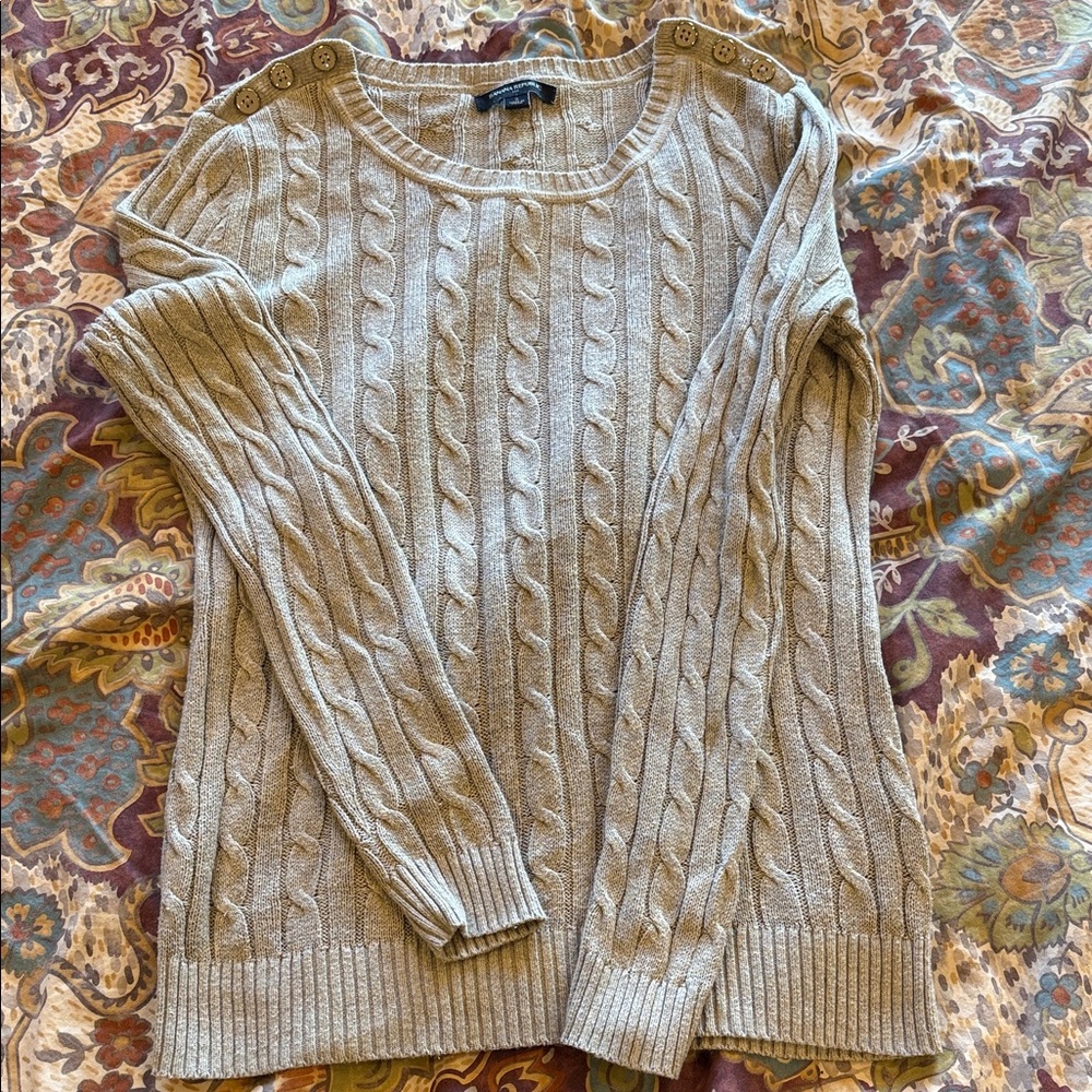 Banana Republic Factory Beige Cable Knit Sweater